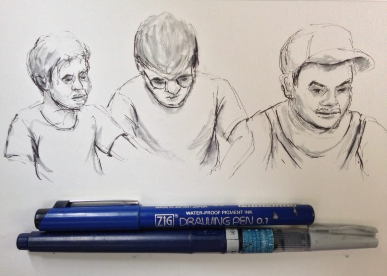 quick sketches using brushpen and drawing pen