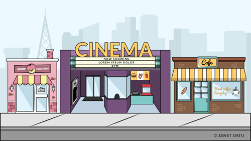 Cupcake Store, Cinema, Cafe Vector